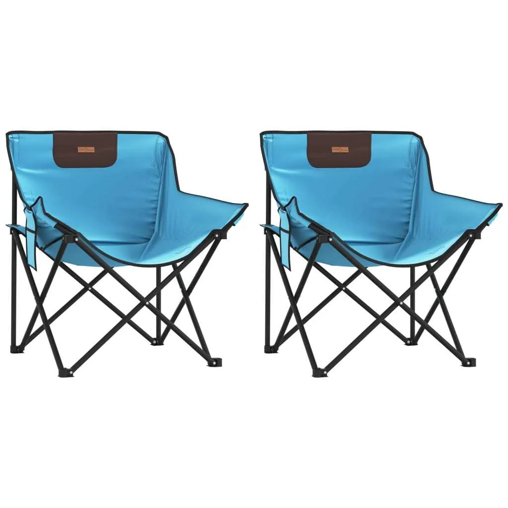 Chaises de camping pour pique-nique et plage pliables bleu clair - 2 pcs