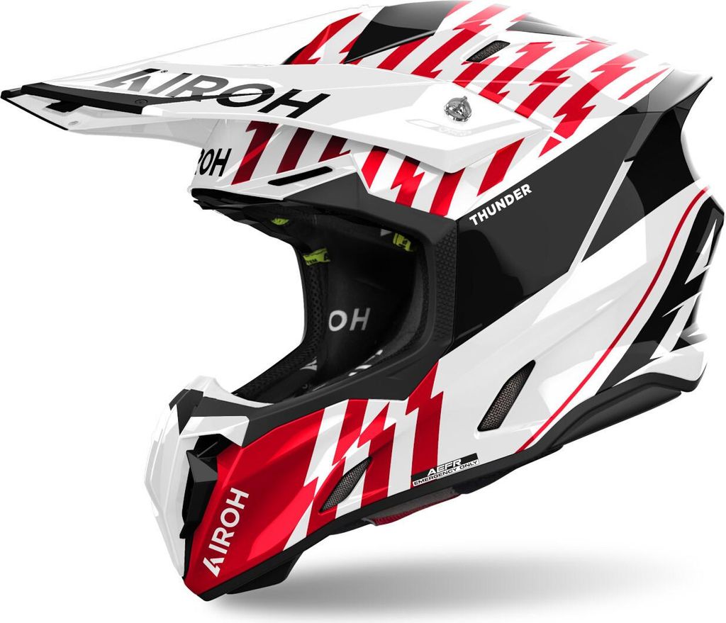 Airoh Twist 3 Thunder Motocross Helm, schwarz/weiß/rot, M (57/58)