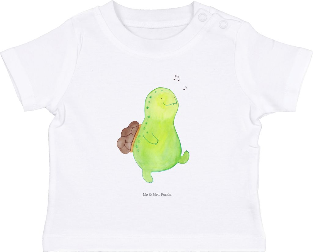 Mr. & Mrs. Panda T-Shirt Schildkröte Pfeifen 12. - 18. Monat - Weiß - Geschenk, Babyshirt, Depression, Baby Oberteil, Shirt, Glück, Fröhlich, S...
