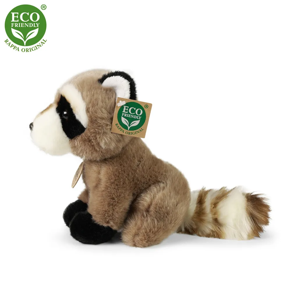 Petite peluche raton laveur 18 cm douce avec queue annelée grise - 3