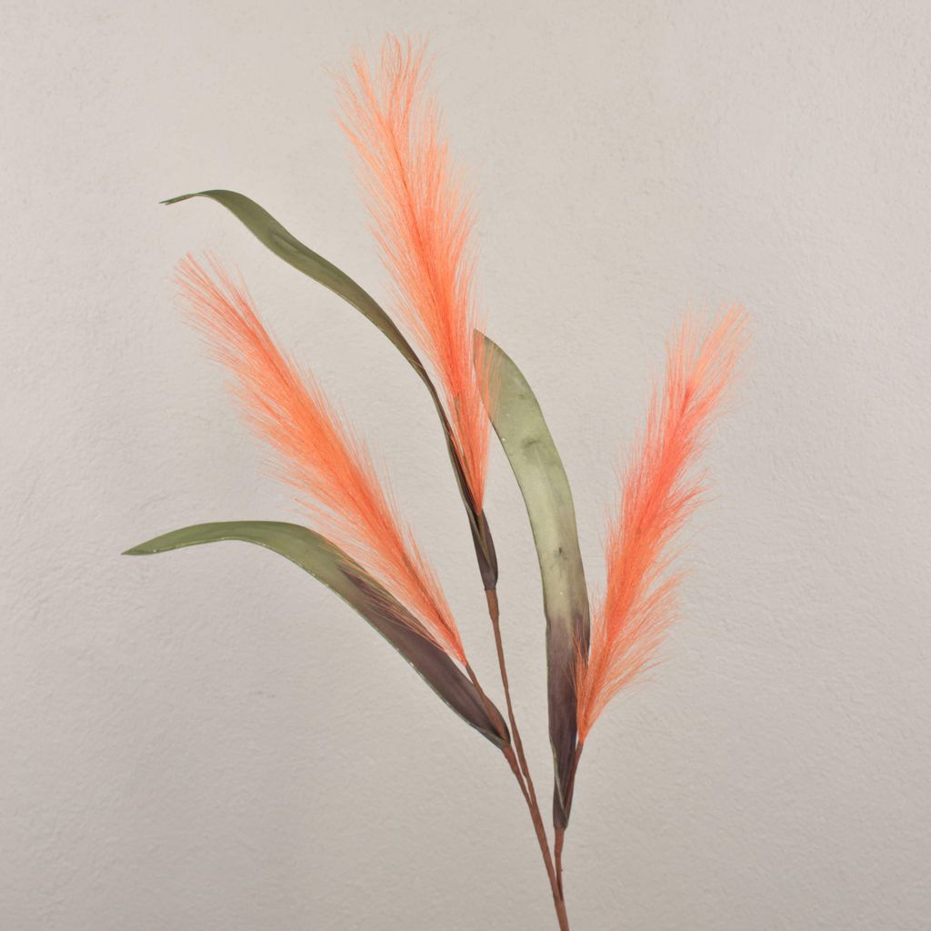 artplants.de Kunstzweig Schilfgras ZIGOR, orange, 110cm - Künstliches Grasbündel