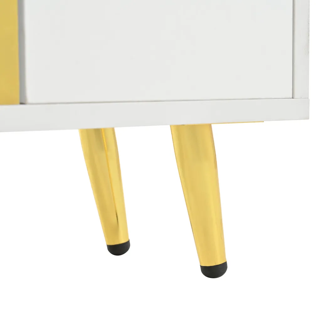Meuble à Chaussures Blanc Laqué avec LED Intégrées et Doubles Placards