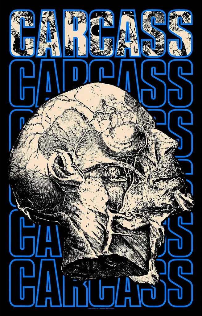 Poster en Tissu Carcass Necro Head Décoration Textile Musique Métal Noir
