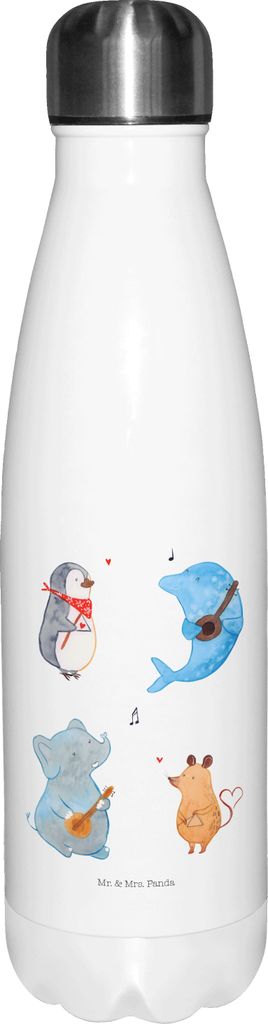 Mr. & Mrs. Panda Trinkflasche Big Band - Weiß - Geschenk, Lustige Sprüche, Wasserflasche, Musik, Thermos, Gitarre, Hund, trinkflaschen, Elefant, ...