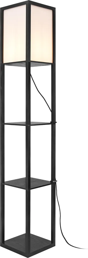 Lampadaire colonne avec étagères de rangement bois noir 160cm Stapleford