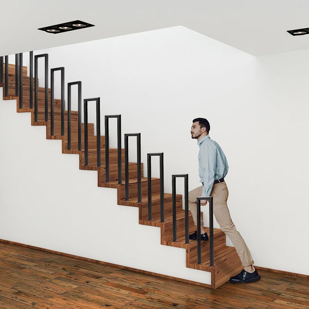 Faziango 65cm U-Form Treppengeländer Schwarz Handlauf für Treppen für Universal Innen und Außen , Flure