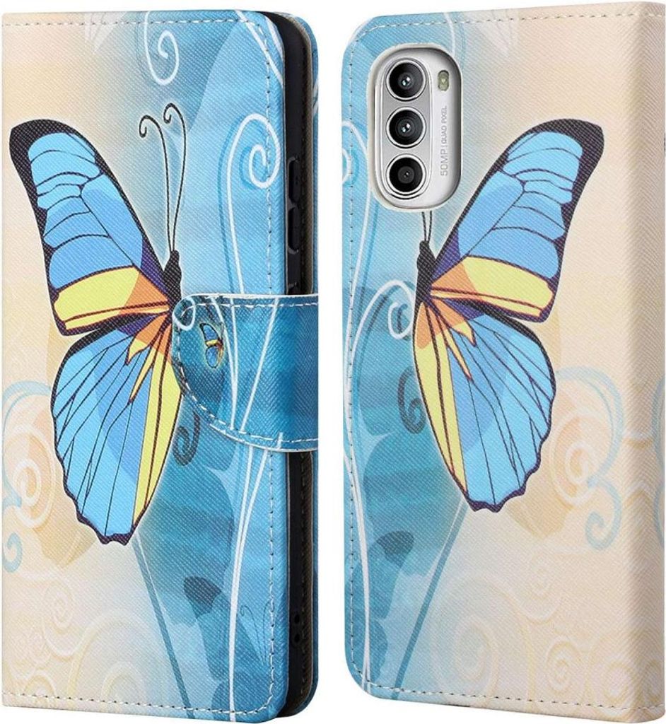 Motorola Moto G52 Hülle - Coverup Klapphülle - Blauer Schmetterling