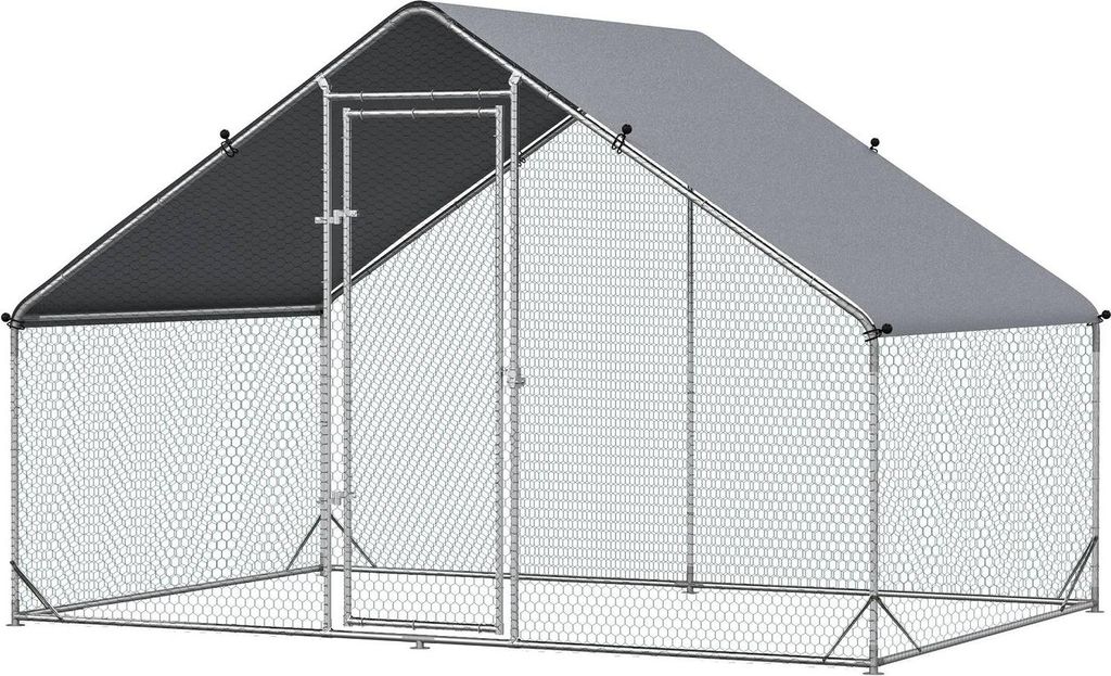 Hühnerstall aus Stahl mit Deckel - 4-6 Hühner, 300x200x200 Produktbild 