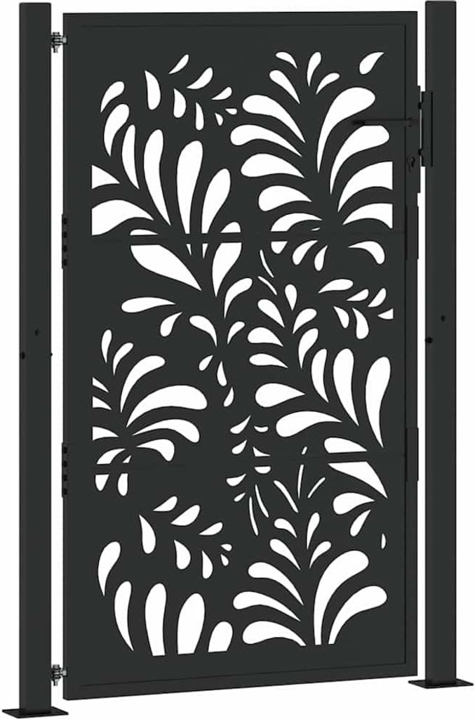 Gartentor Schwarz 100x150 cm Stahl Wellendesign