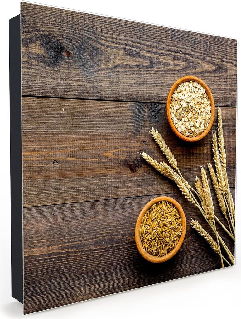 Nachbildung-Schlüsselkasten, Magnetpinnwand und Memoboard mit Glasfront Motiv Haferflocken und Hafer