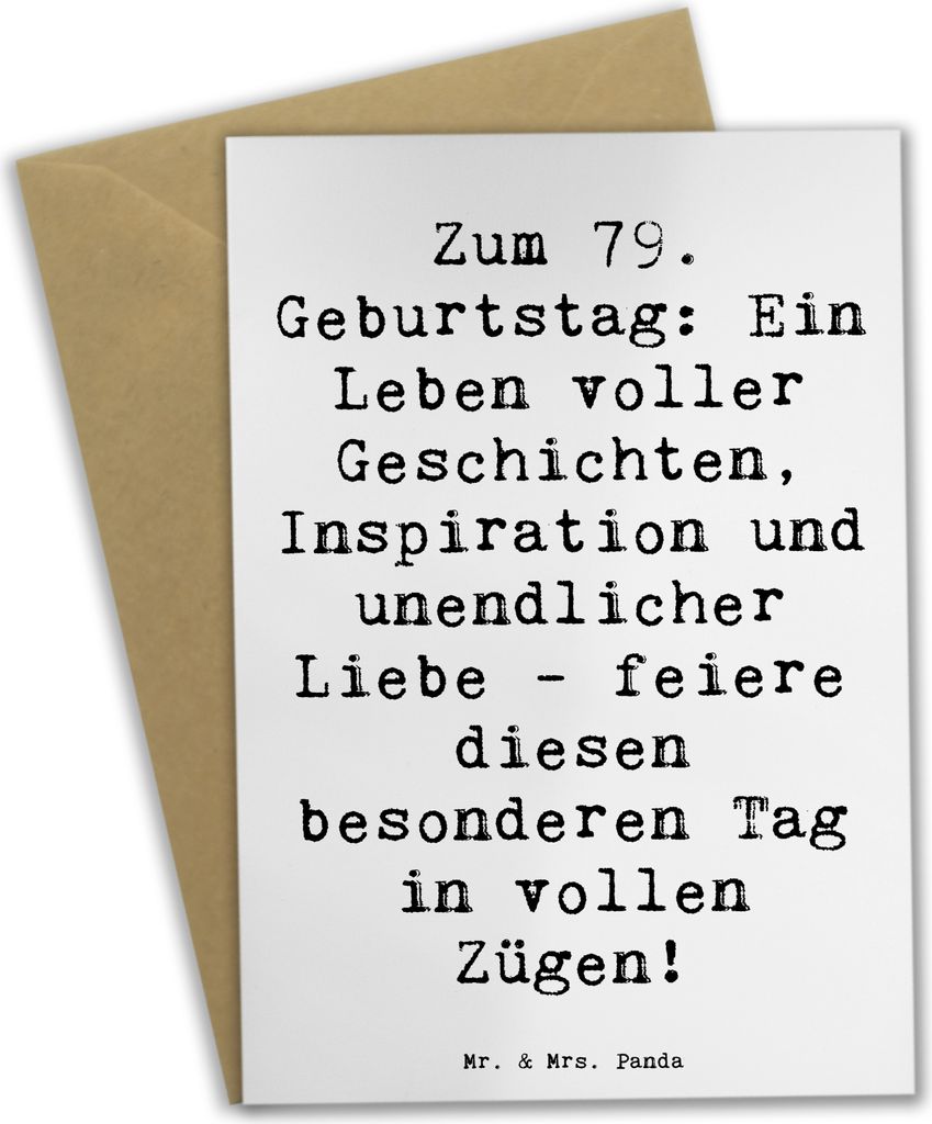Mr. & Mrs. Panda babykarte Spruch 79. Geburtstag - Weiß - Geschenk, Alter, bedeutend, siebzigsten, weihnachtskarten, Gegenwart, jahrelange Reise, ...