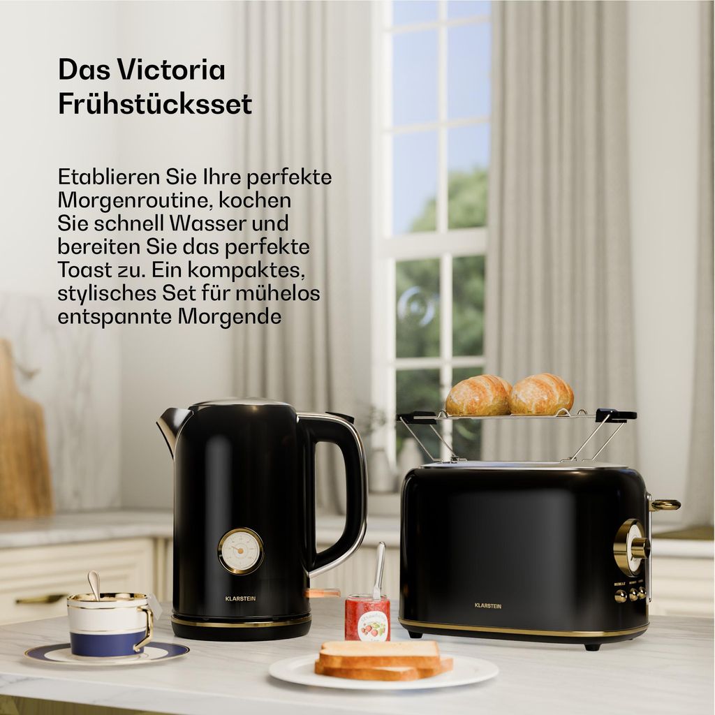 Klarstein Victoria Toaster Wasserkocher Set, Retro Design