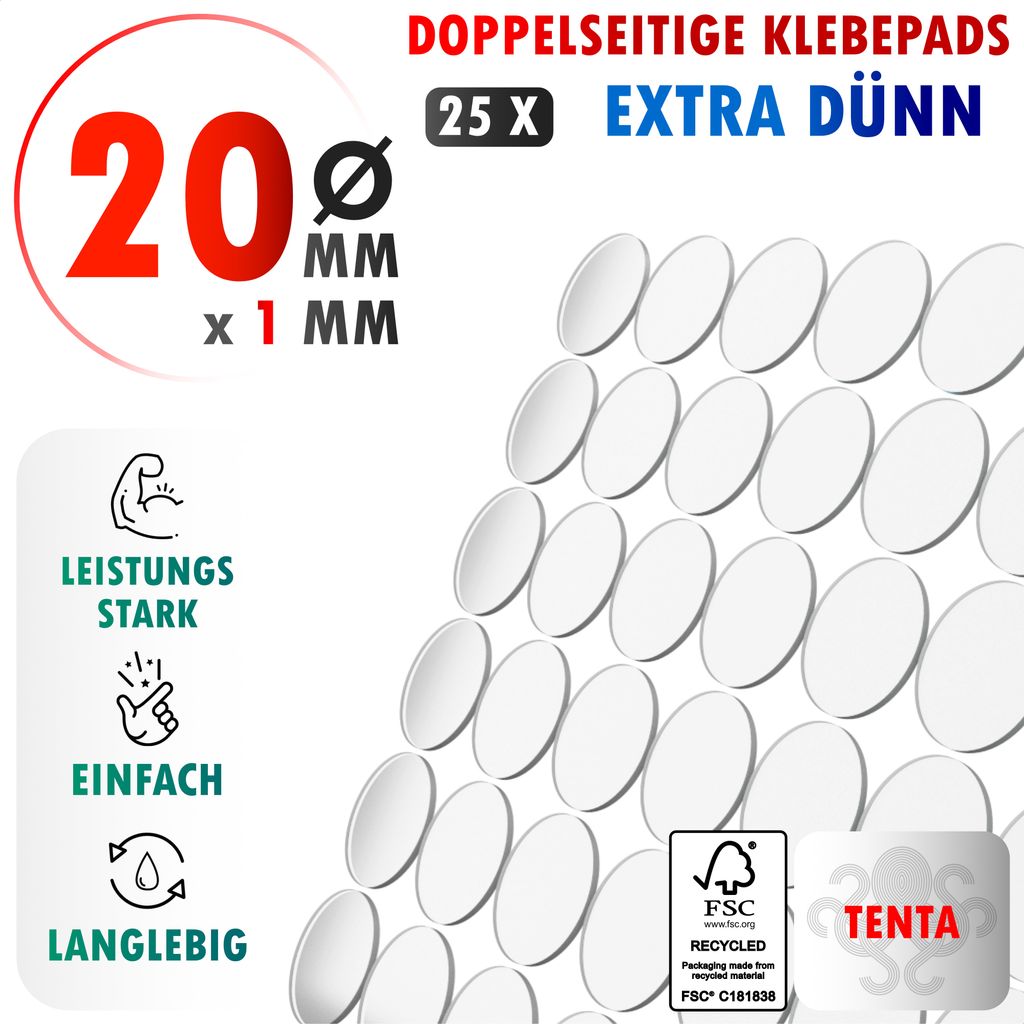 Doppelseitige Klebepads 20mm x 1mm