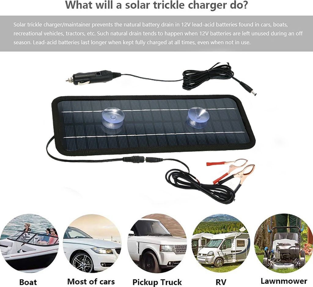 18V 20W solární nabíječka autobaterie, udržovač Obrázek produktu 6