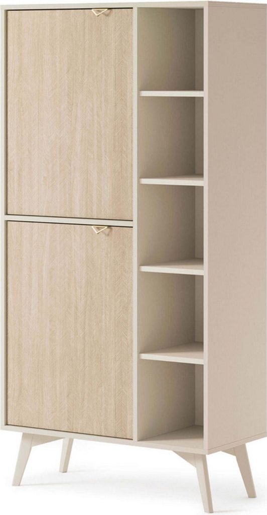 Regal mit Türen MEDEA – Sandbeige/Tanne
