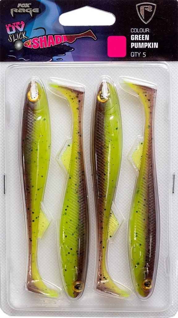Fox Rage Slick Shad 5er Pack 7cm 2,75" UV green pumpkin Produktbild 