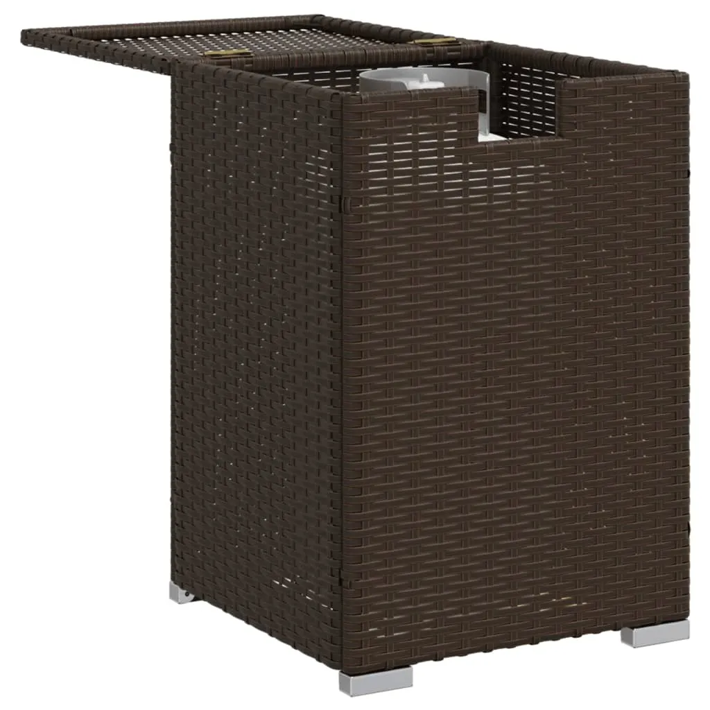 Table d'appoint cache-gaz propane 40x40x60cm rotin marron terrasse