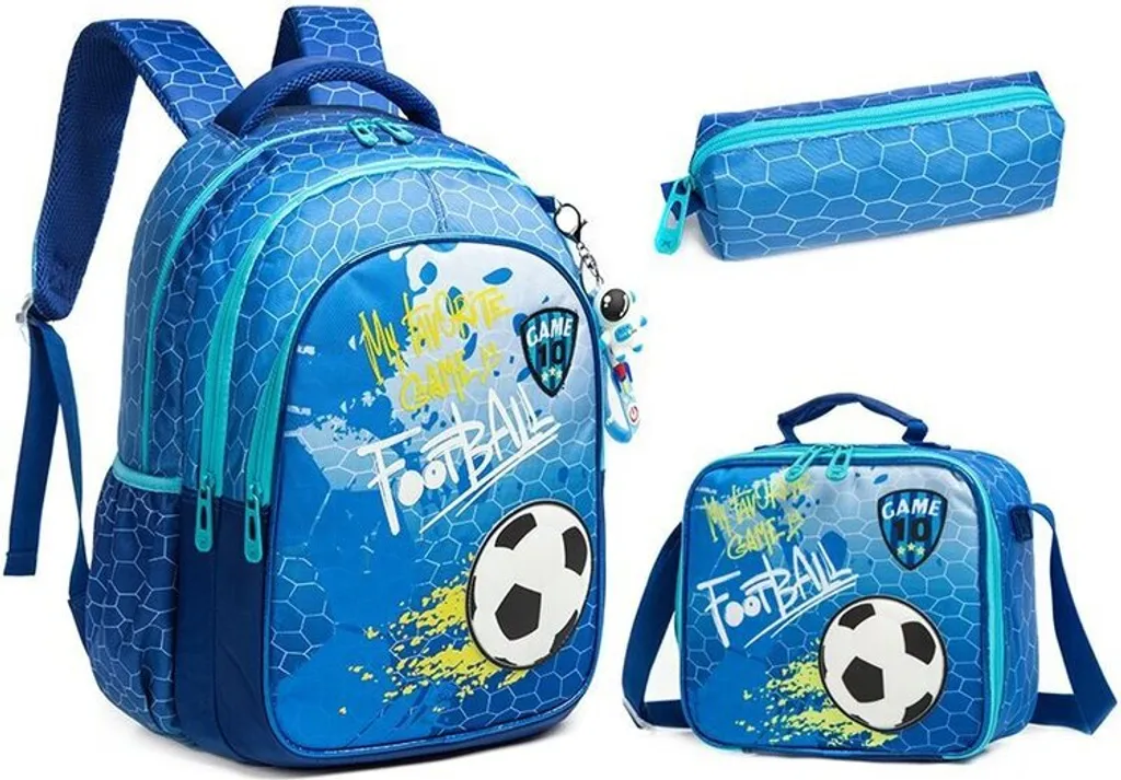Zaino Scuola Set 3 Pezzi Stile 4 - 17 Pollici Grafica Cartoon Colorata