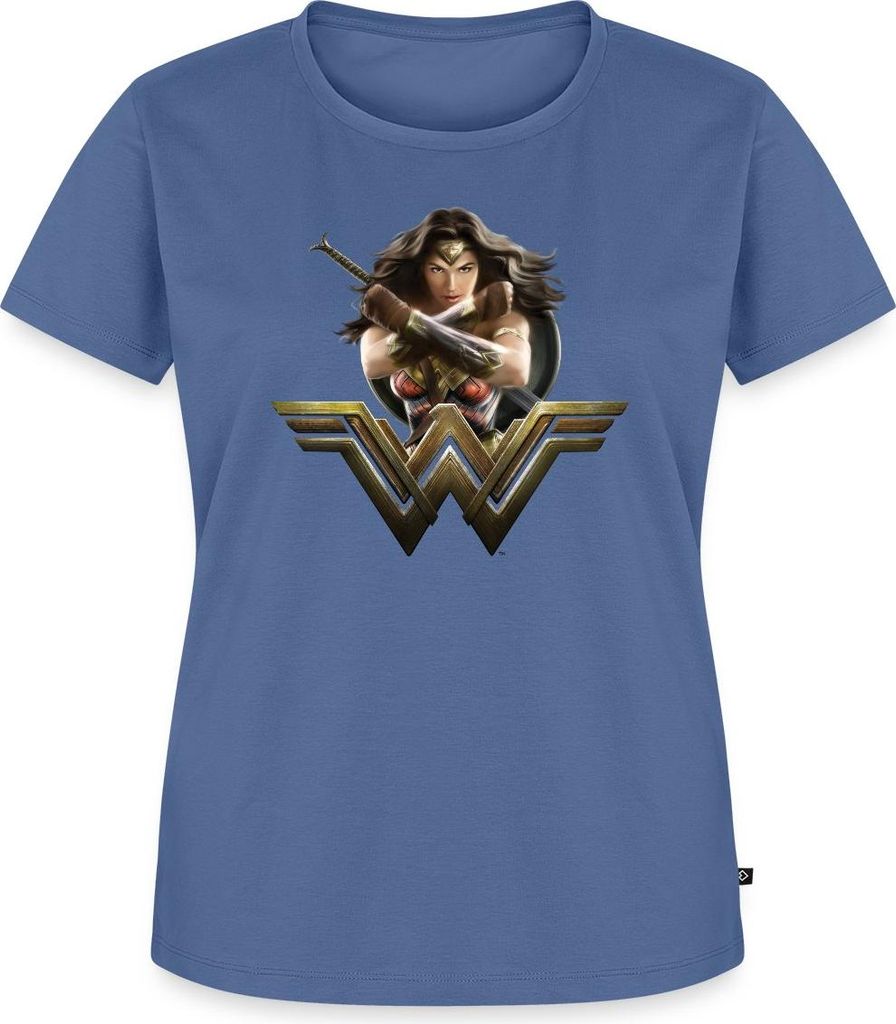Spreadshirt Wonder Woman Gekreuzte Arme Logo Frauen Premium T-Shirt, 3XL, Taubenblau