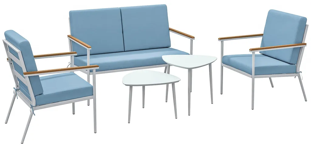 Ensemble détente extérieur bleu clair pour terrasse et grand balcon
