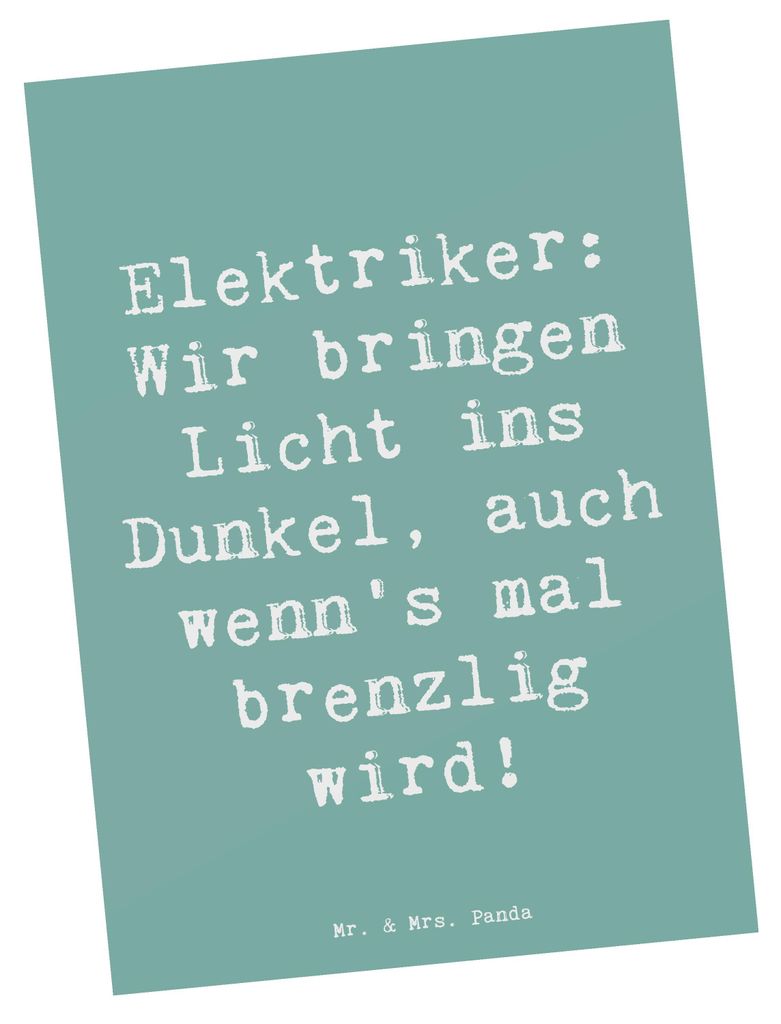 Mr. & Mrs. Panda Postkarte Spruch Elektriker Lichtbringer - Meeresbrise - Geschenk, Wertschätzung, Ansichtskarten, Berufe, Strom, Handwerk, Beruf,...