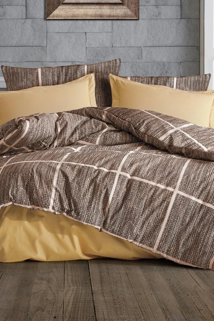 Copripiumino Matrimoniale Marrone Rian 195x220 - L'Essentiel Maison