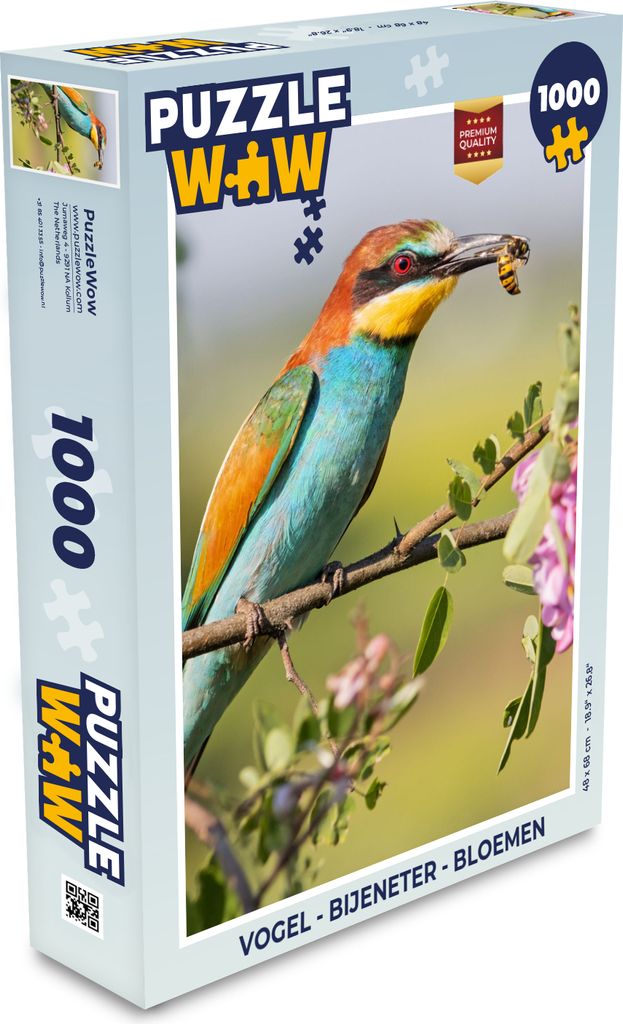 MuchoWow Puzzle 1000 Teile Vogel - Bienenfresser - Blumen - Spielzeug - Alt und Jung - Spiele - Puzzeln