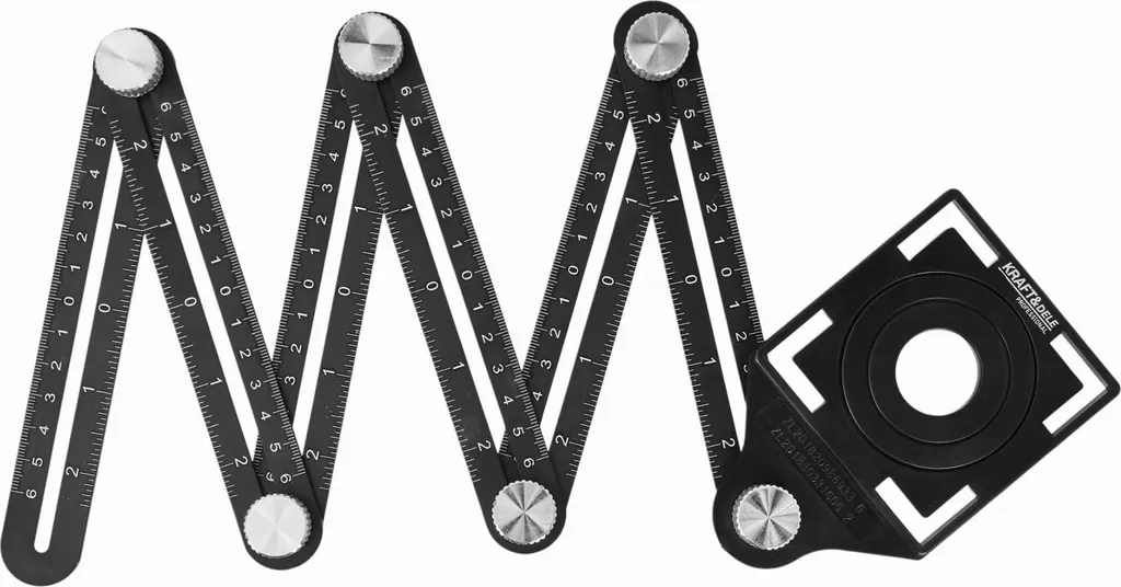 Équerre de mesure articulée et règle pliable multi-angle en métal noir - 4