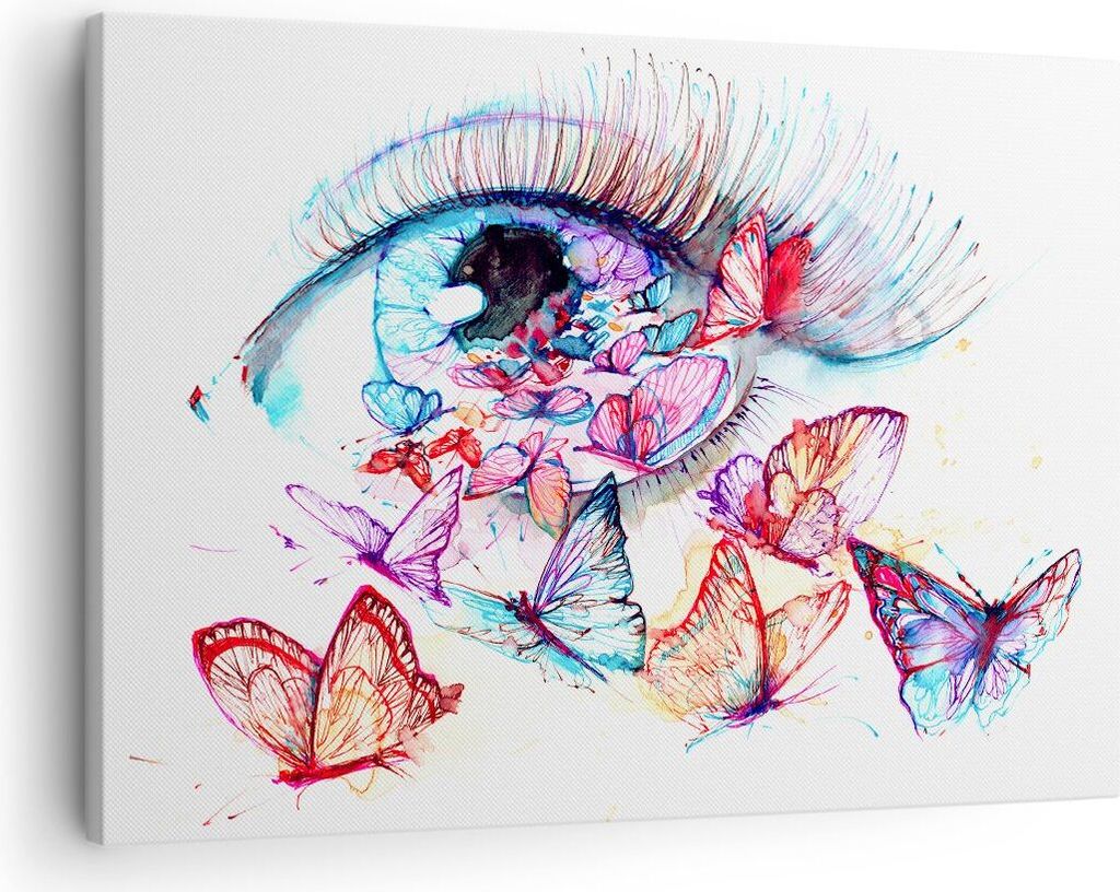 Bild auf Leinwand - Leinwandbild - Auge Butterflys Fantasie Fantasie - 70x50cm - Wand Bild - Wanddeko - Leinwanddruck - Bilder - Kunstdruck - Leinw...