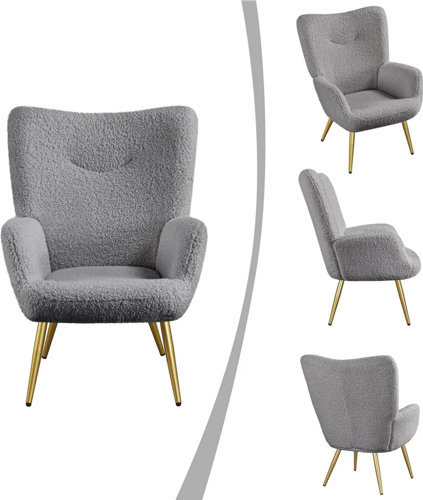 Siège de bureau gris 592303 avec dossier haut et piètement en métal - 6