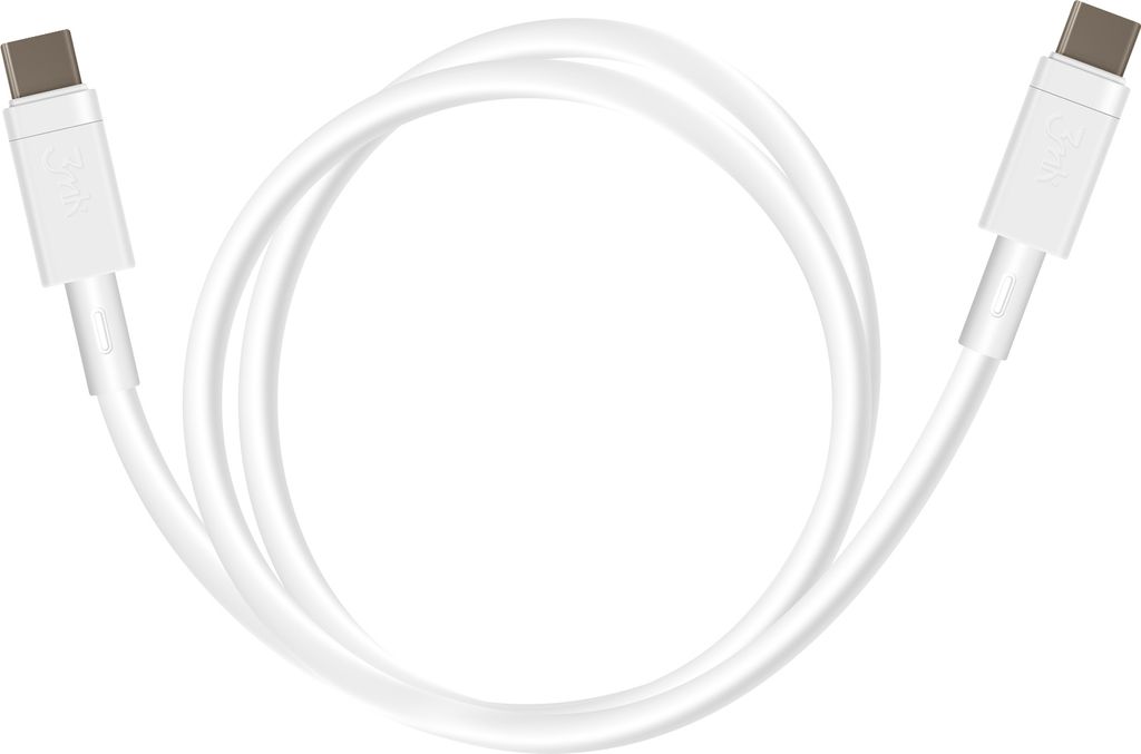 3mk, USB-C zu USB-C Kabel 60W Schnellladung 1m, Wei