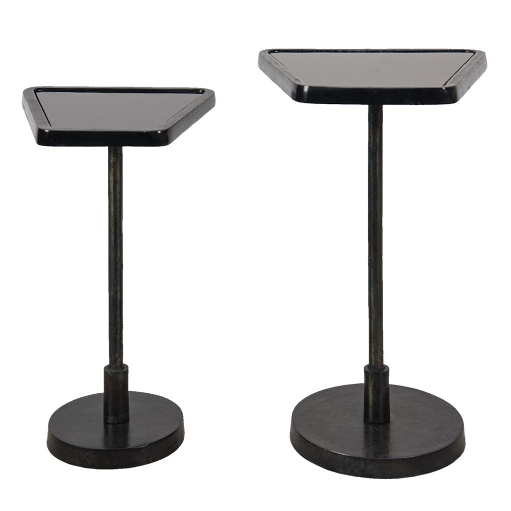 Clayre & Eef Beistelltisch 2er Set 35x35x56 cm Schwarz Aluminium