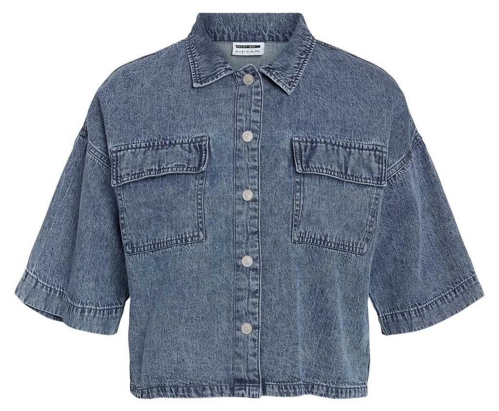 NOISY MAY Halbarm Jeanshemd Locker Geschnitten Knopfleiste Casual Größe: S