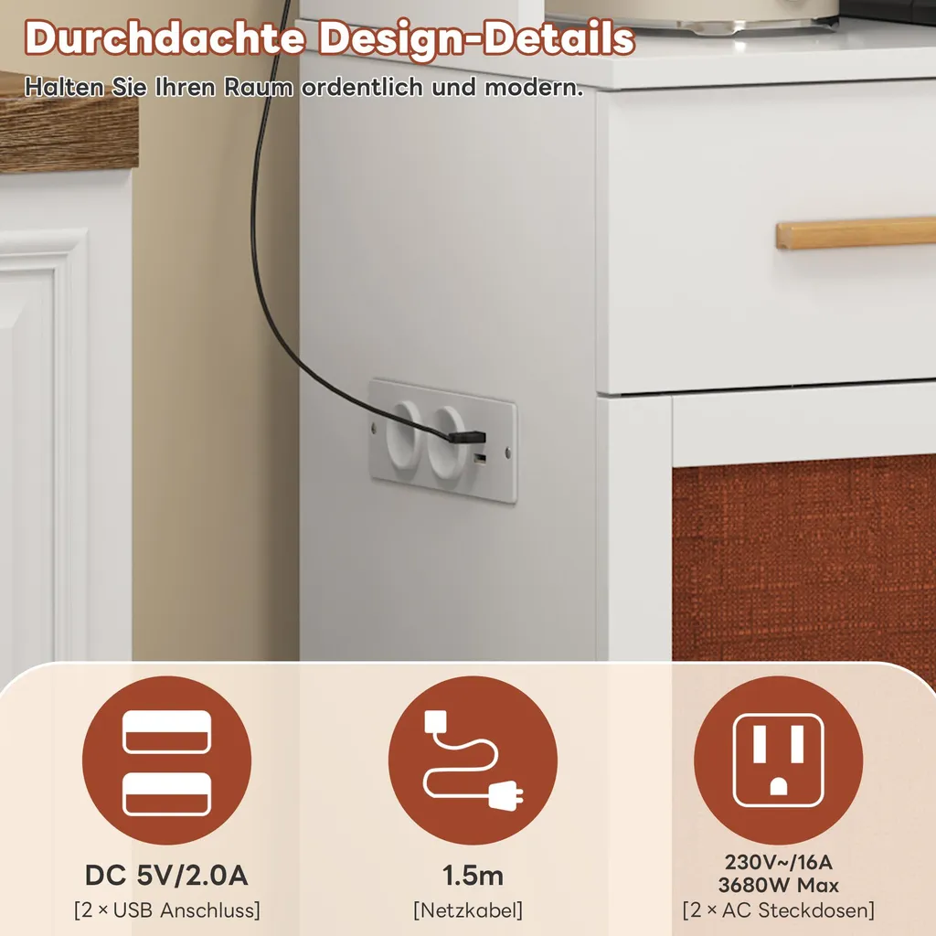 Armoire de cuisine Fortuna Lai 182 cm blanche avec LED et prise intégrée - 5
