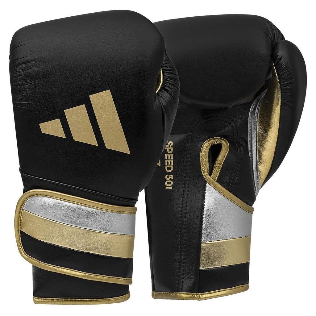 Adidas Speed 501 Boxhandschuhe - Mikrofaser - Schwarz/Gold - 14 oz.