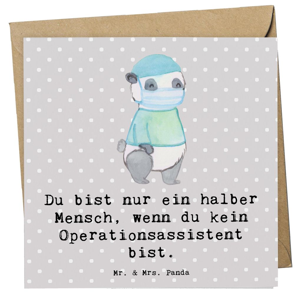 Mr. & Mrs. Panda Grußkarte Operationsassistent Herz - Grau Pastell - Geschenk, Operationstechnischer Assistent, Spruch, Klappkarte, Ausbildung, Gl...