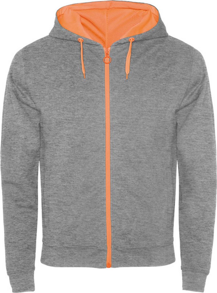 Roly - "Fuji" Hoodie mit durchgehendem Reißverschluss für Herren/Damen Uni PF4533 (M) (Grau meliert/Fluroorange)