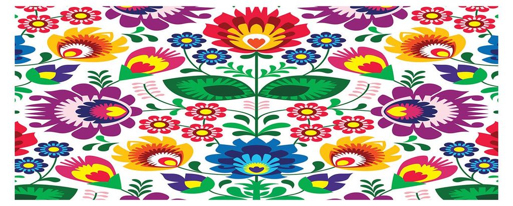 Tulup Küchenrückwand Spritzschutz aus Glas -125x50 -Spritzschutz auf gehärtetes Glas Blumen & Pflanzen Ethnisches Muster