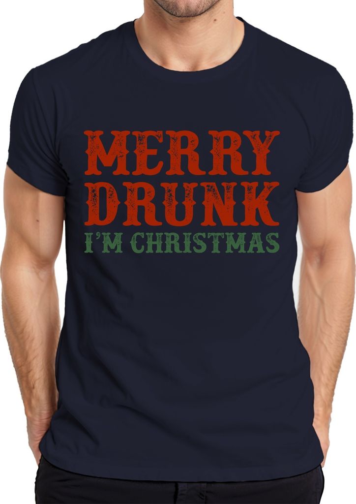 Merry Drunk I'm Christmas - Weihnachten Weihnachtsgeschenk Christmas Herren T-Shirt, Navy, 3XL