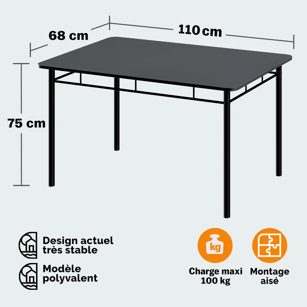Coin Repas Complet pour Cuisine : Table et 4 Chaises Gain de Place LEO - 5