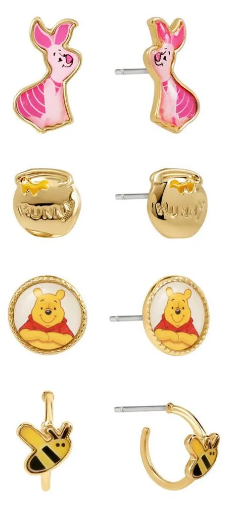 Set boucles d'oreilles Disney Winnie l'ourson pour enfant et ado