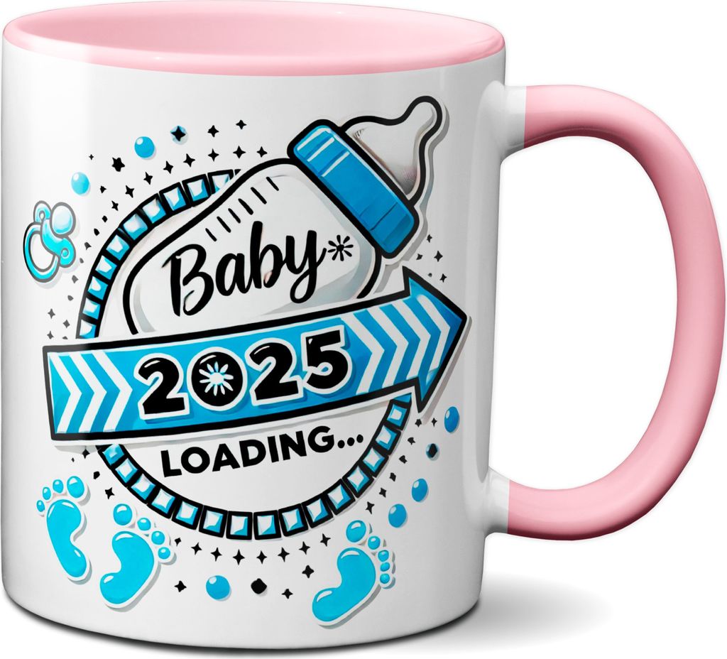 TassenKing Tasse mit Spruch Baby 2025 Loading (Blau, Boy, Junge), Geschenke zu Weihnachten, Geschenkideen für Werdende, Geschenk, Weihnachtsgesche...