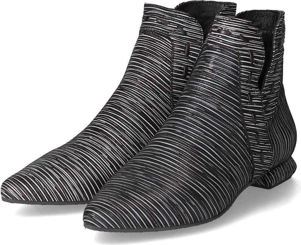 Simen Damen Ankle Boots/ Stiefeletten Schwarz/Weiß Rauleder Größe: 41
