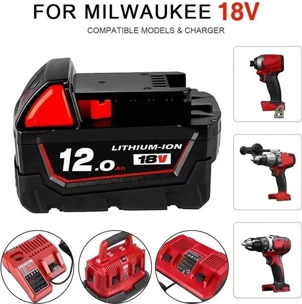18V Li-Ion Akku & Ladegerät Set - Kompatibel mit M18/M18B5 - 6,0Ah 6000 mAh - Ersatz für 48-11-1850/1840/1852 - Lila