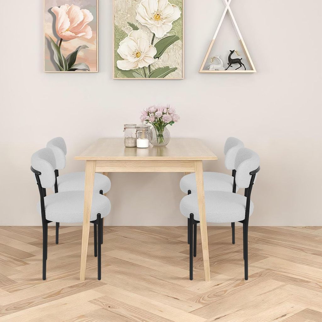 Esszimmerstühle Set (4 St),Küchenstuhl Polsterstuhl Wohnzimmerstuhl,Sitzfläche aus Teddy Samt,Ergonomisches Design,für Esszimmer und Wohnzimmer...