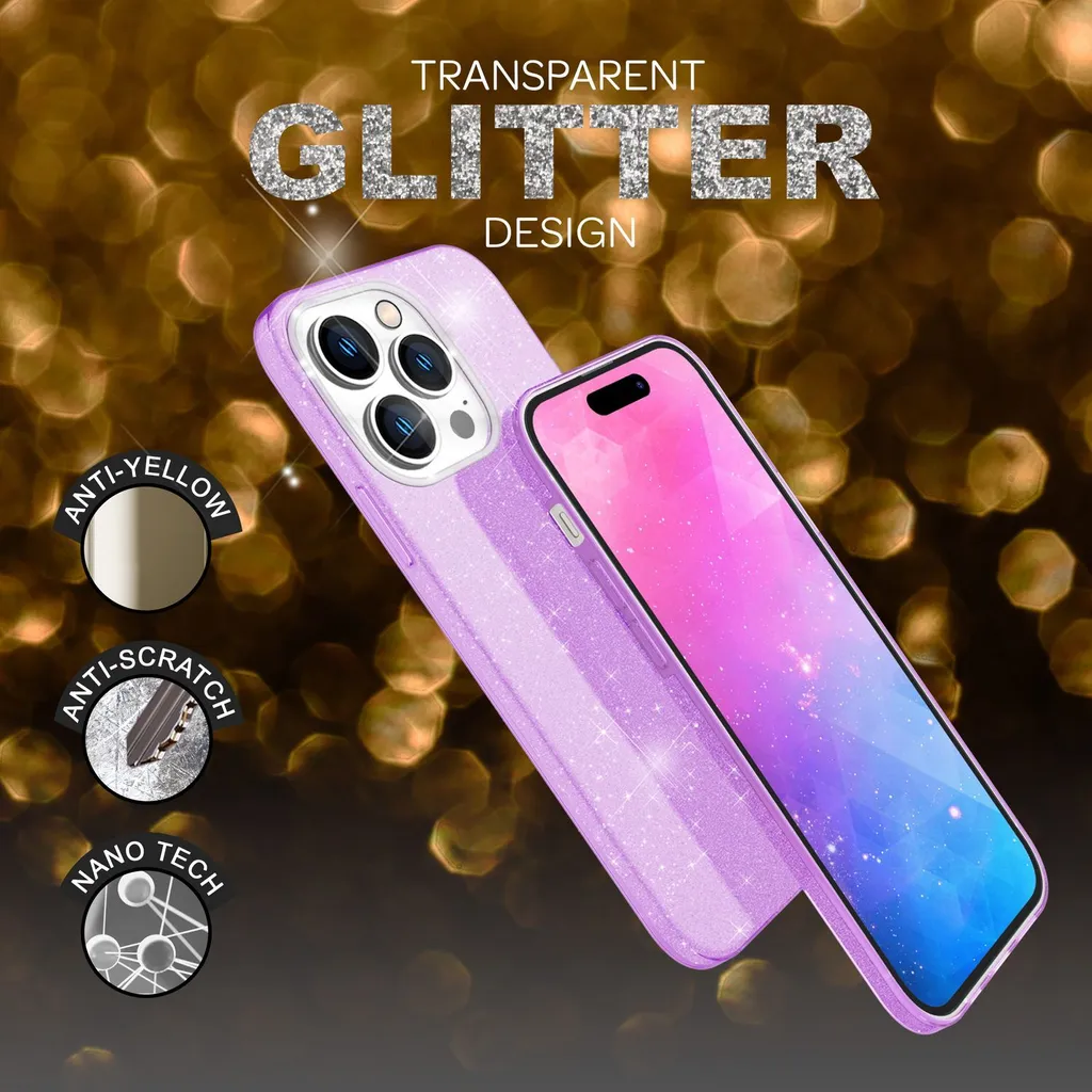 Jaholan Cover Per IPhone XR – Glitter Oro E Marmo Viola – Silicone TPU Sottile 1,5 Mm – Flessibile E Leggera