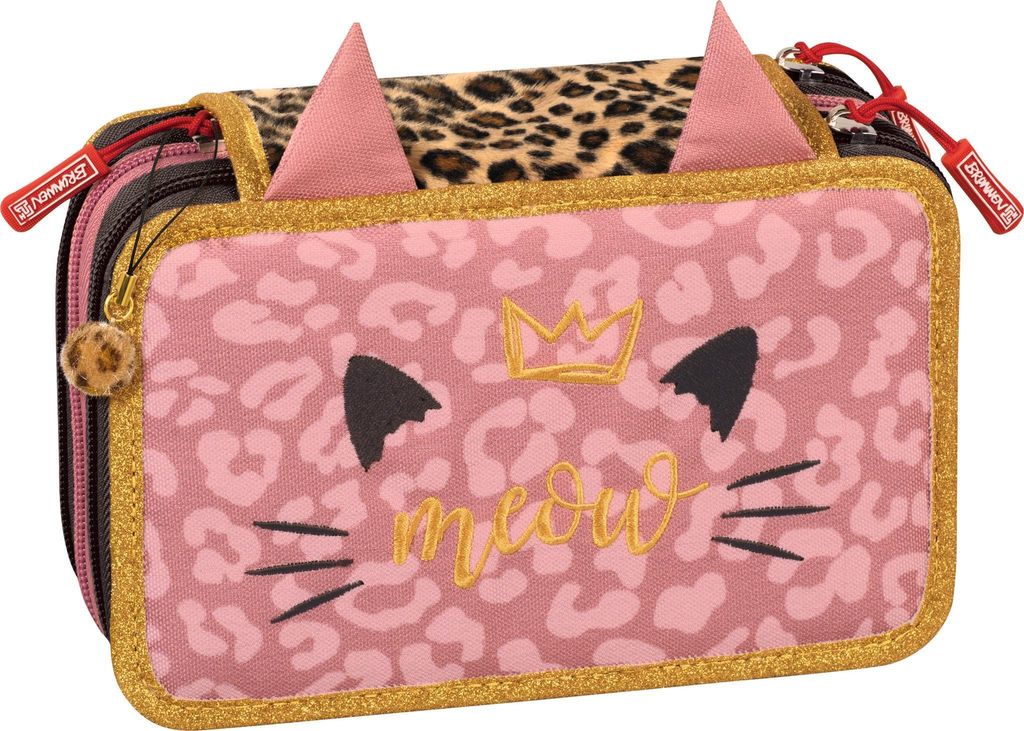 3X BRUNNEN 1049121942 Federmäppchen Sweet Wild Cat, rosa