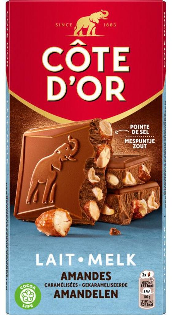 Côte d'Or mléčná čokoláda s karamelizovanými mandlemi, 180g Obrázek produktu 