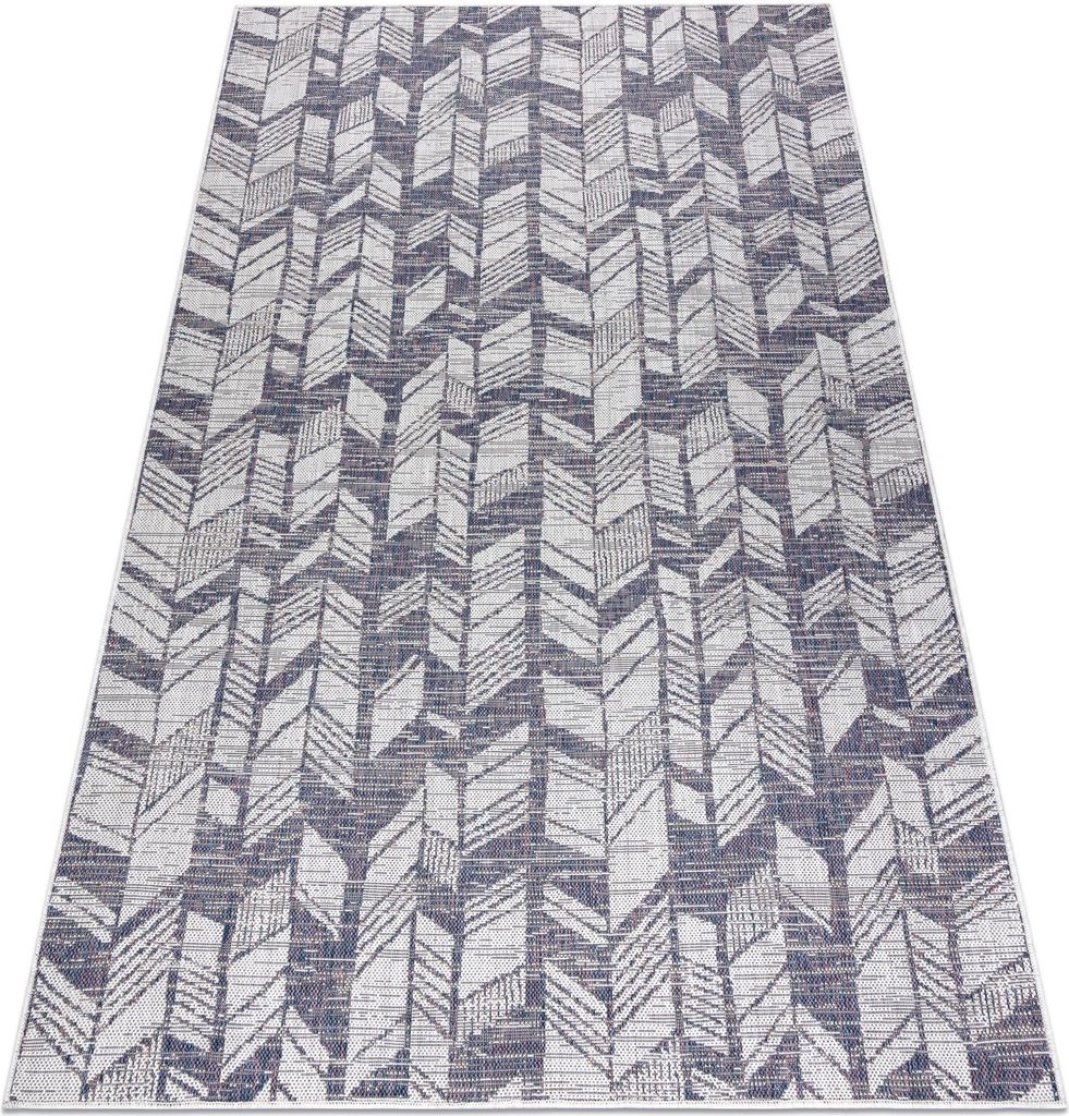 Teppich SISAL SION Fischgrätenmuster 22180 flach gewebt ecru / blau / rosa lila 140x190 cm