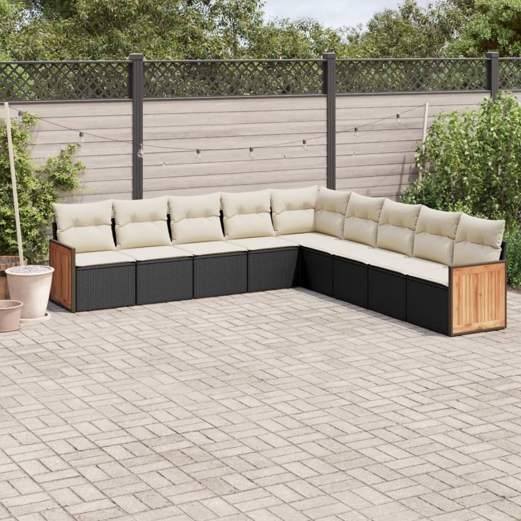 Maison Exclusive - 9-tlg. Garten-Sofagarnitur mit Kissen Schwarz Poly Rattan